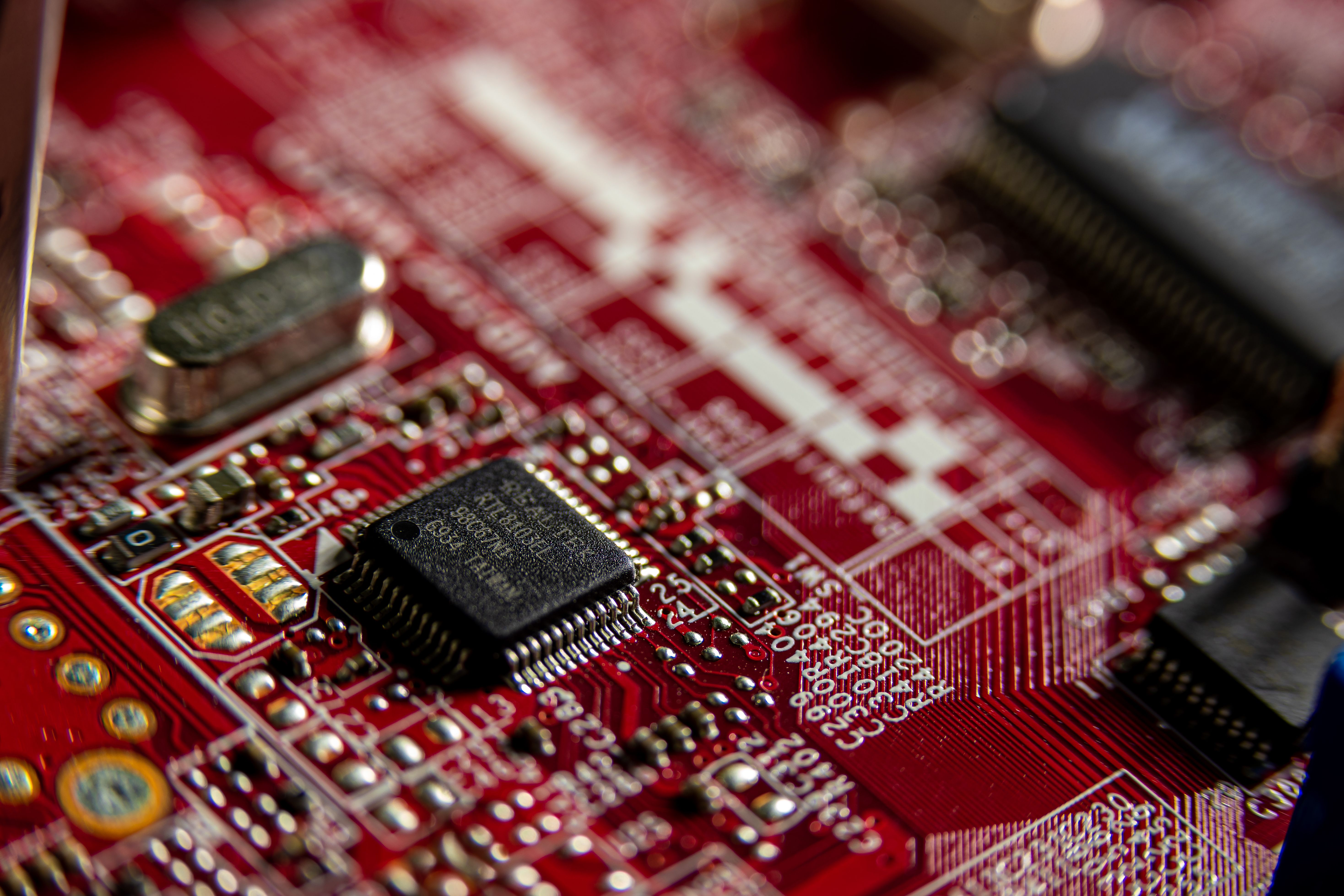 Macro shot of a custom circuit board